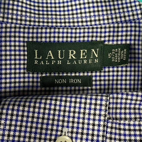 Lauren Ralph Lauren Button Down Shirt Men's 15 32/33 Medium Houndstooth - Picture 1 of 5